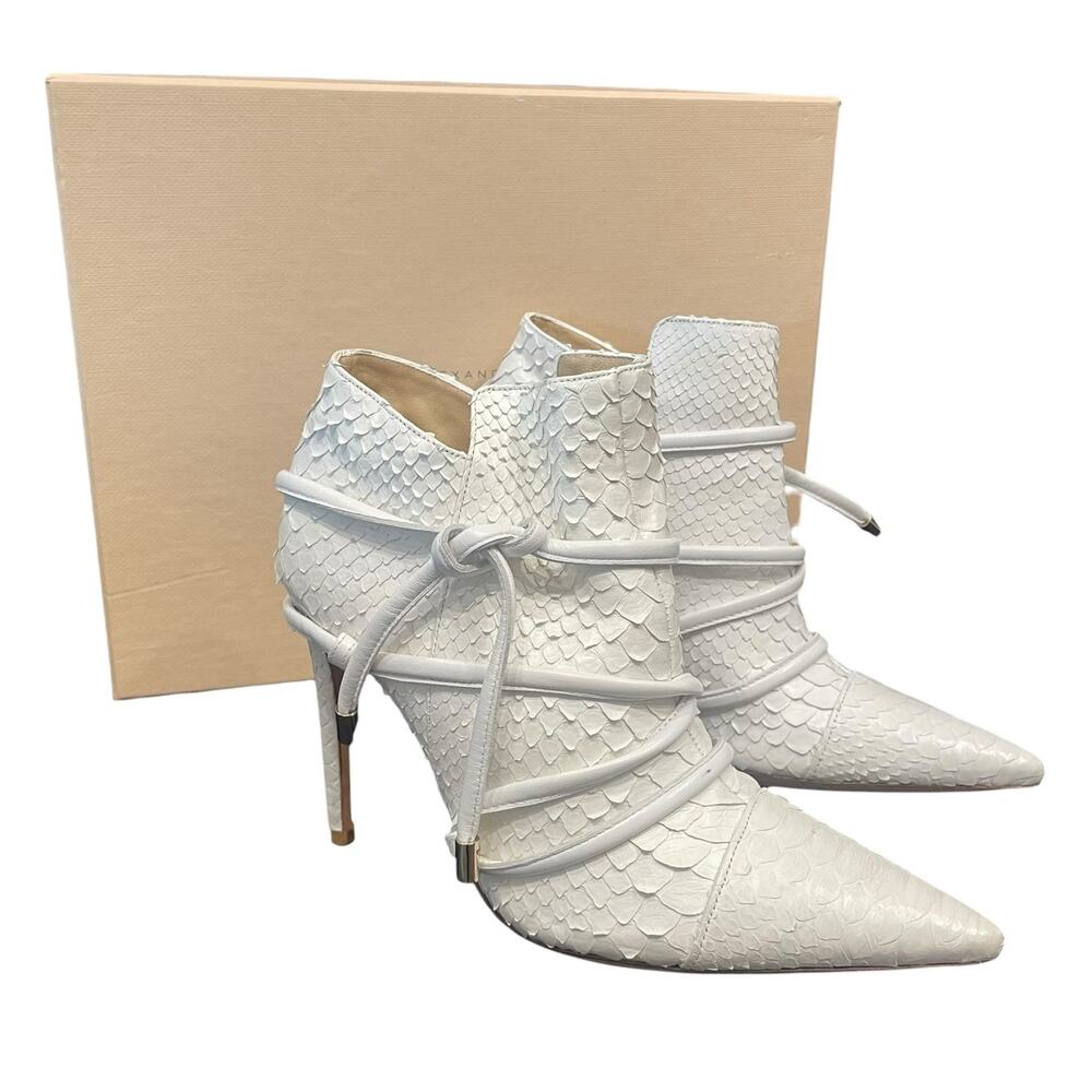 Alexandre Birman White Python Strappy Heeled Evel… - image 1